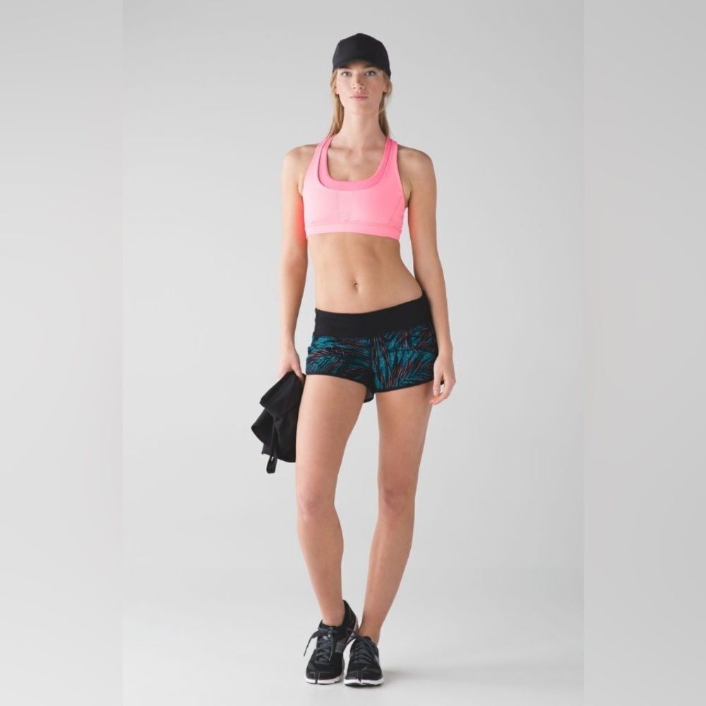 LULULEMON Speed Short Palm Lace Tofino Teal Multi Black Running Workout Athletic